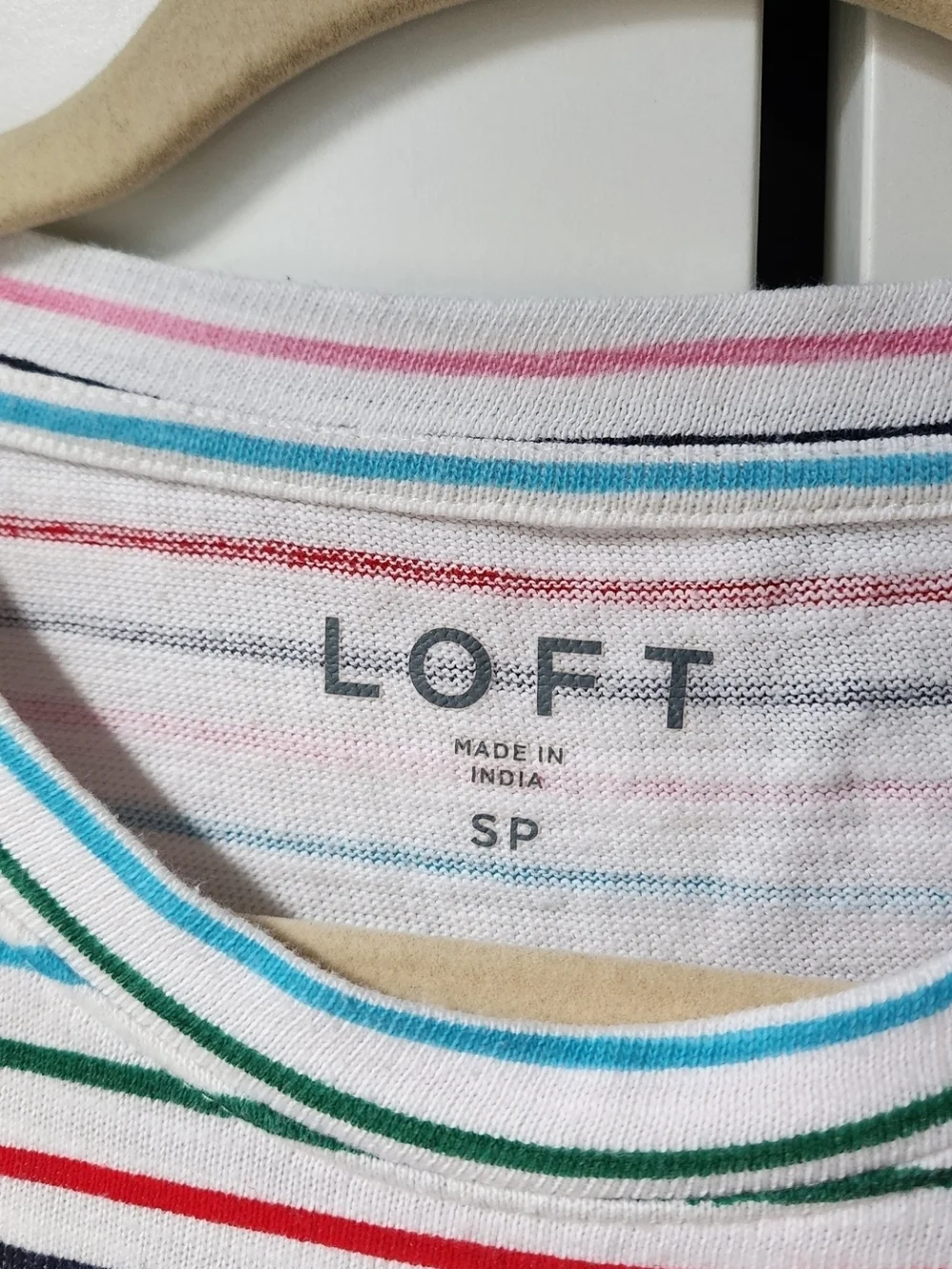LOFT Long Sleeve Rainbow Striped Tee - - Picture 2 of 4